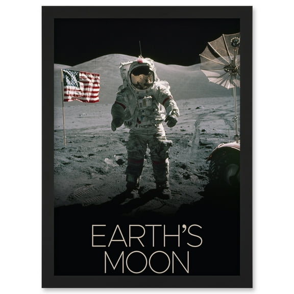 NASA Our Solar System Moon Surface Apollo 17 Astronaut Artwork Framed Wall Art Print A4