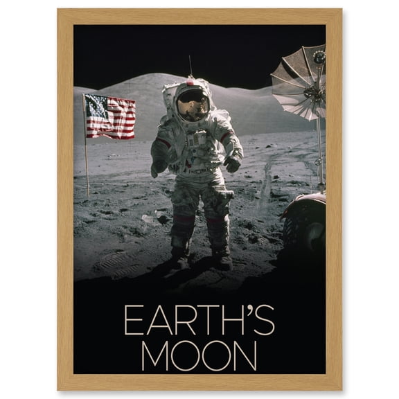 NASA Our Solar System Moon Surface Apollo 17 Astronaut Artwork Framed Wall Art Print A4