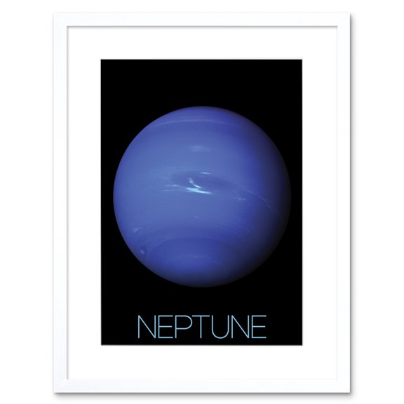 NASA Our Solar System Neptune Blue Planet Voyager 2 Image Artwork Framed Wall Art Print 9X7 Inch