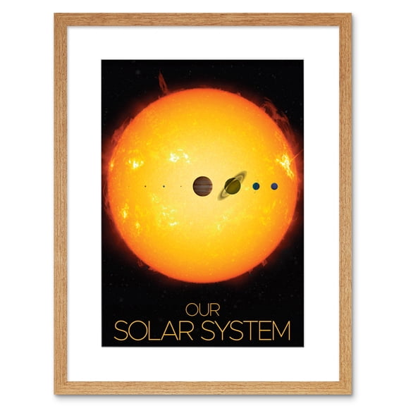 NASA Our Solar System Planets and Sun Size Comparison Artwork Framed Wall Art Print 9X7 Inch