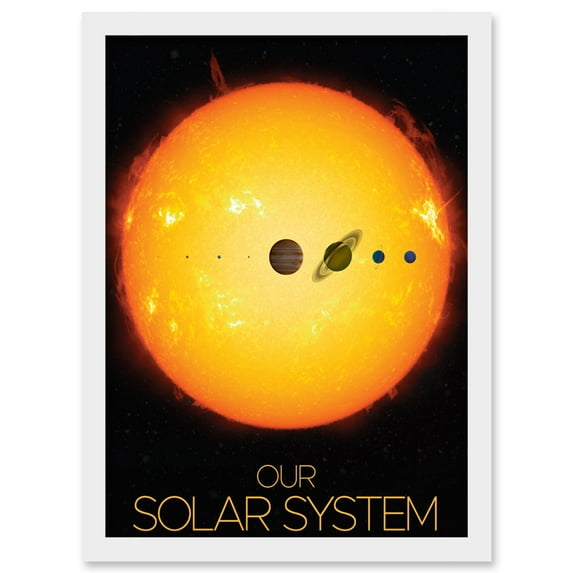 NASA Our Solar System Planets and Sun Size Comparison Artwork Framed Wall Art Print A4