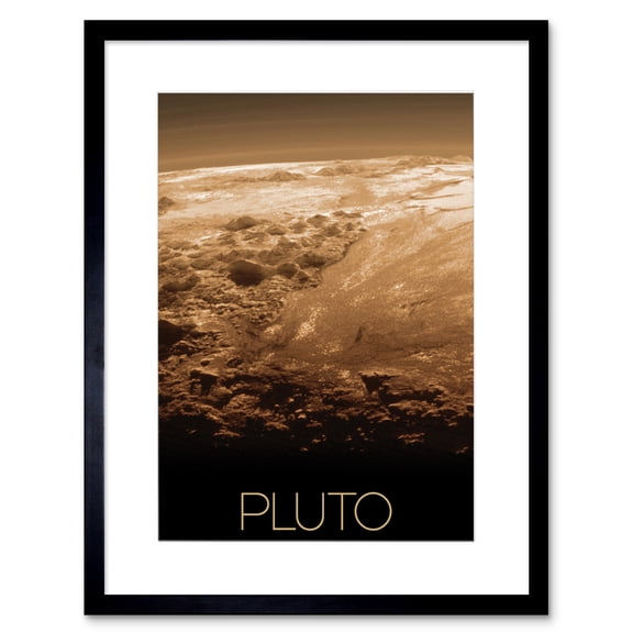 NASA Our Solar System Pluto New Horizons Surface Image Artwork Framed Wall Art Print 9X7 Inch
