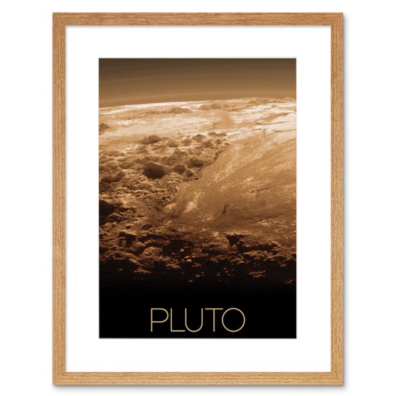 NASA Our Solar System Pluto New Horizons Surface Image Artwork Framed Wall Art Print 9X7 Inch