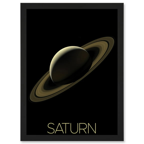 NASA Our Solar System Saturn Planet Rings Cassini Mission Artwork Framed Wall Art Print A4