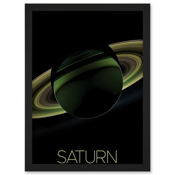 NASA Our Solar System Saturn Planet Shadow View Cassini Artwork Framed Wall Art Print A4