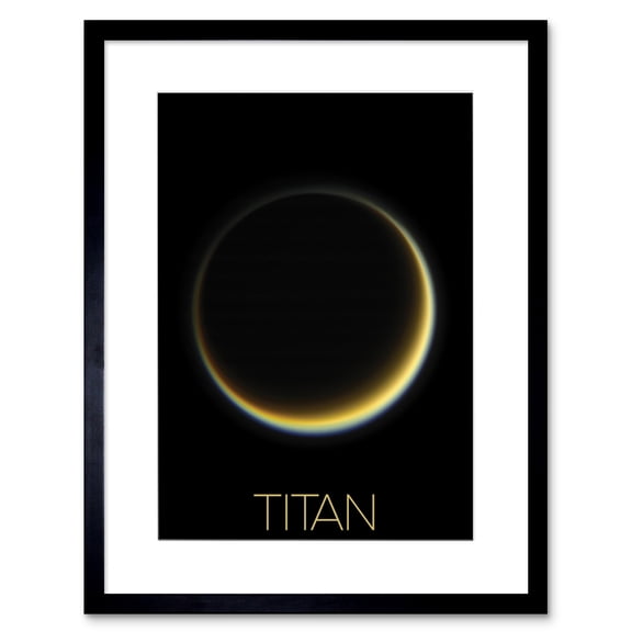 NASA Our Solar System Titan Saturn's Moon Night Side Artwork Framed Wall Art Print 9X7 Inch