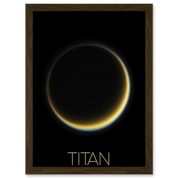NASA Our Solar System Titan Saturn's Moon Night Side Artwork Framed Wall Art Print A4