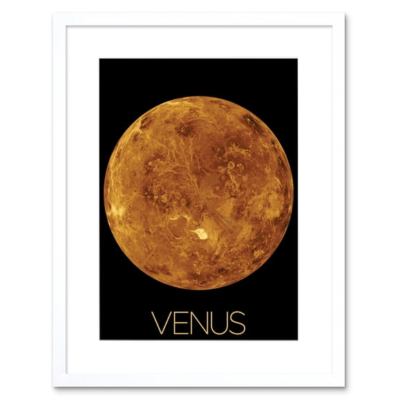 NASA Our Solar System Venus Planet Northern Hemisphere Artwork Framed Wall Art Print 9X7 Inch