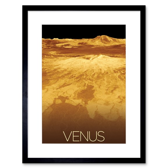 NASA Our Solar System Venus Planet Sapas Mons Artwork Framed Wall Art Print 9X7 Inch