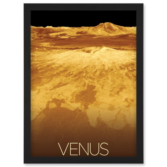 NASA Our Solar System Venus Planet Sapas Mons Artwork Framed Wall Art Print A4
