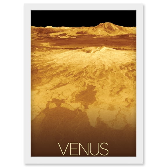NASA Our Solar System Venus Planet Sapas Mons Artwork Framed Wall Art Print A4