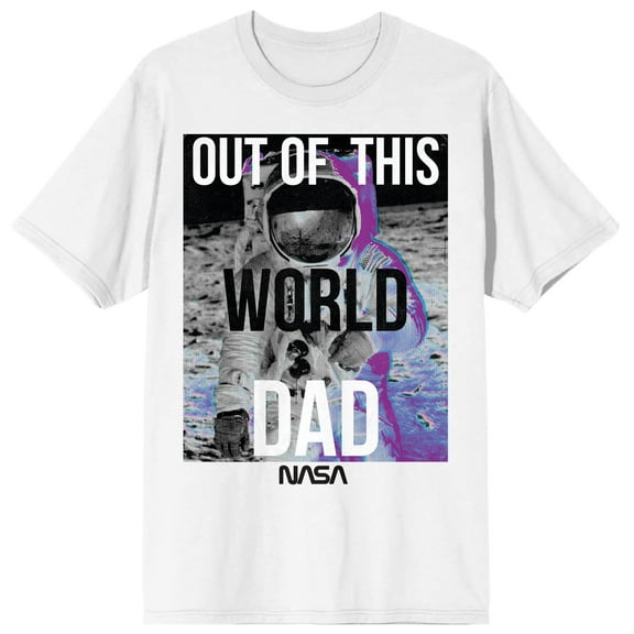 NASA Out of This World Dad Men's White Graphic Tee-XXL