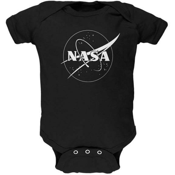 NASA Outline Logo Black Soft Baby One Piece - 0-3 months
