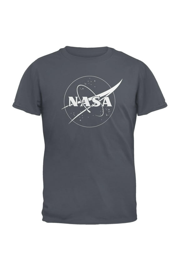 NASA Outline Logo Charcoal Grey Adult T-Shirt - Large