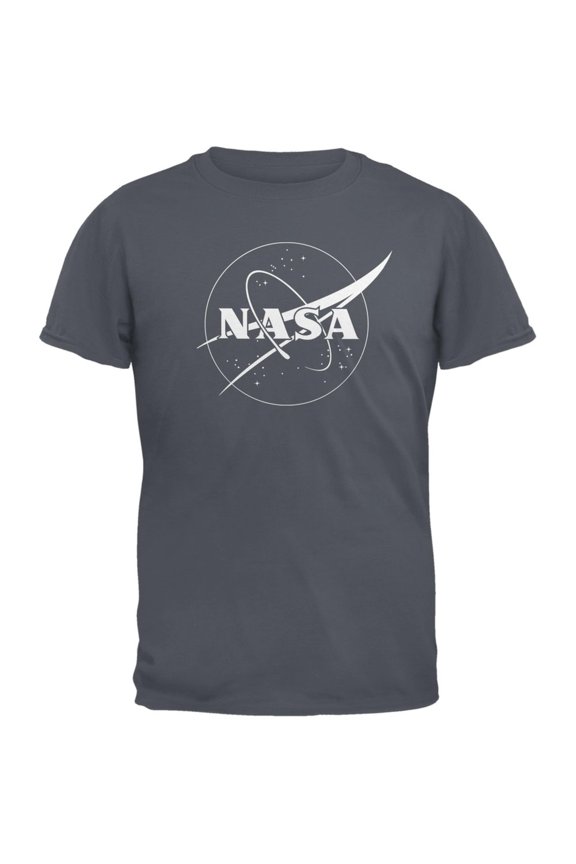 NASA Outline Logo Charcoal Grey Adult T-Shirt - Small