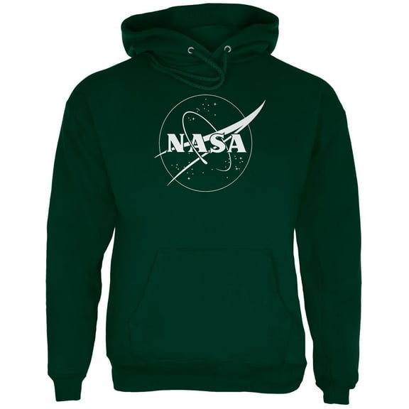 NASA Outline Logo Mens Hoodie Forest Green SM