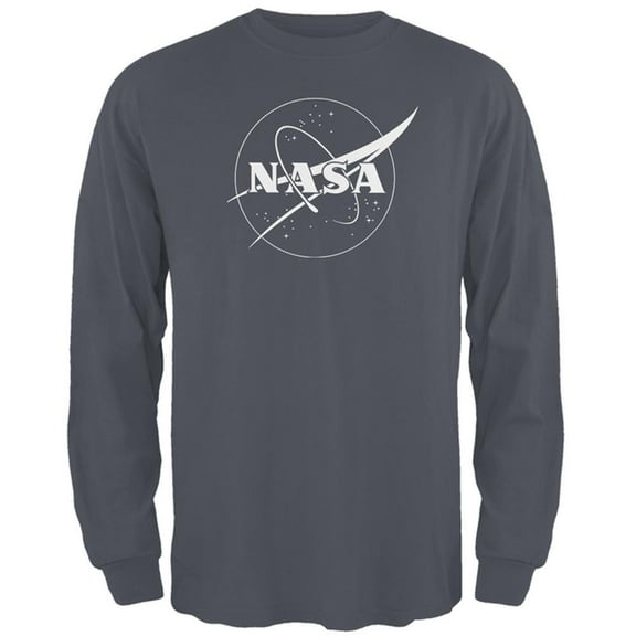 NASA Outline Logo Mens Long Sleeve T Shirt Charcoal MD