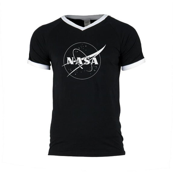 NASA Outline Logo Mens Soccer Jersey V-Neck T-Shirt