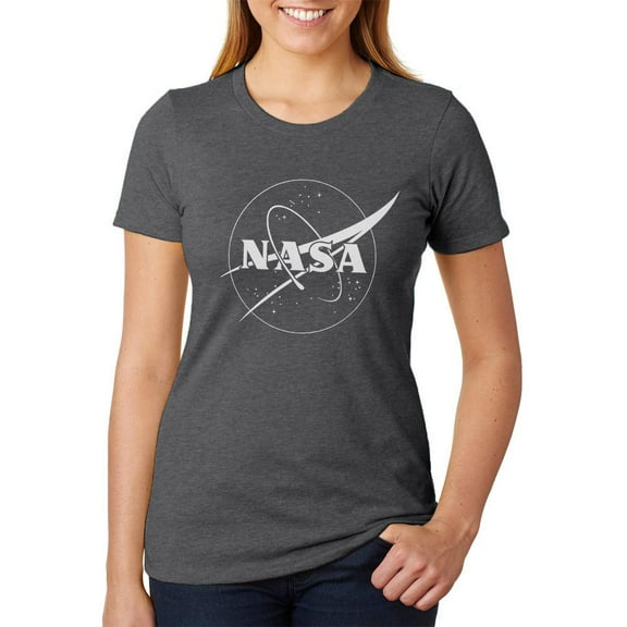 NASA Outline Logo Womens Heather T Shirt Deep Heather LG