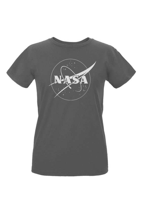 NASA Outline Logo Womens Organic T Shirt Charcoal LG