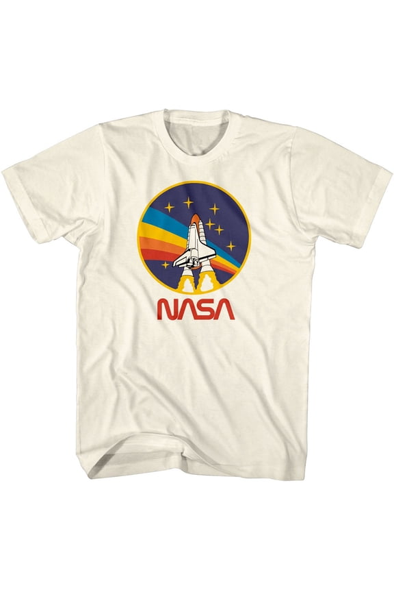 NASA Rocket Rainbow Men's T Shirt (Ivory, AdultL)