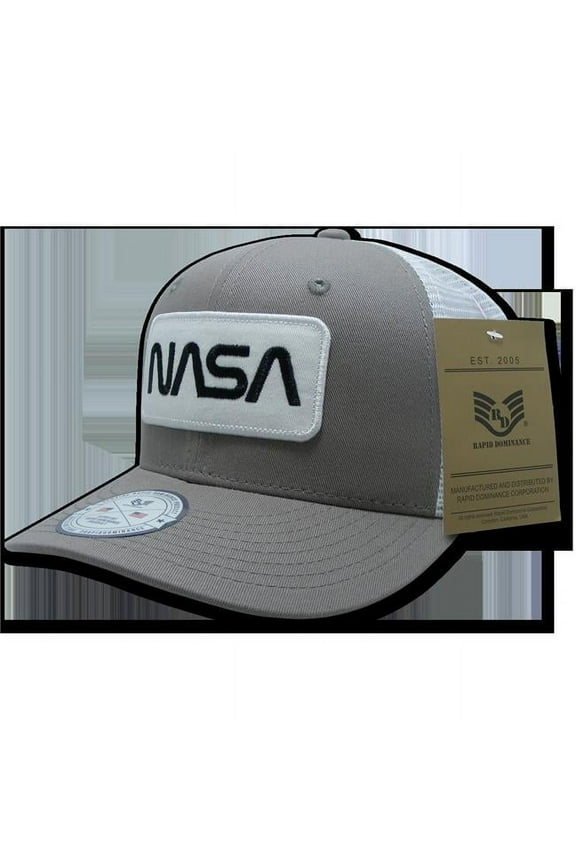 NASA Patch Trucker Caps, Worm, GRY/White