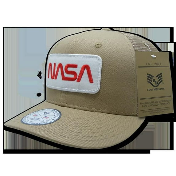 NASA Patch Trucker Caps, Worm, Khaki
