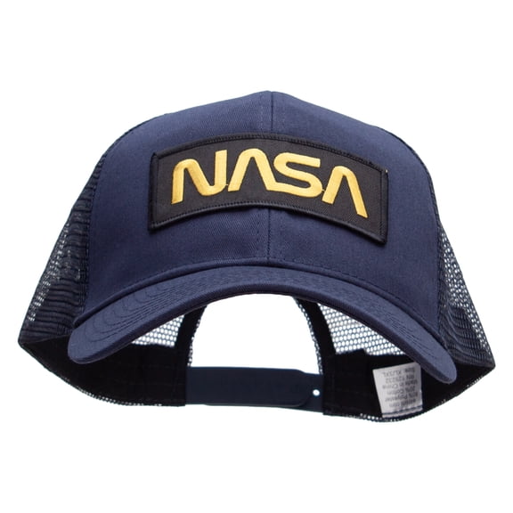 NASA Patched Big Size Solid Cotton Twill High Profile Mesh Pro Style Cap - Navy XL-3XL