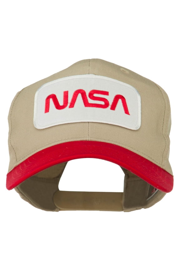 NASA Patched Two Tone Pro Style Cap - Red Khaki OSFM