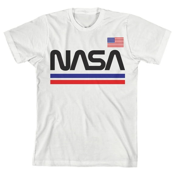 NASA Red White and Blue Logo Toddler Boy's White T-shirt-3T