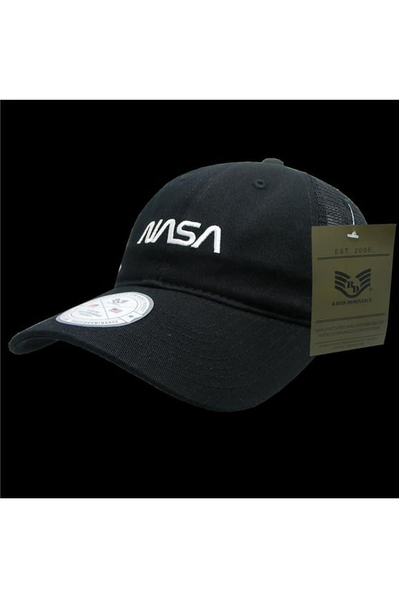 NASA Relaxed Trucker Caps, Worm, Black