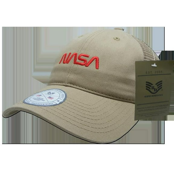 NASA Relaxed Trucker Caps, Worm, Khaki