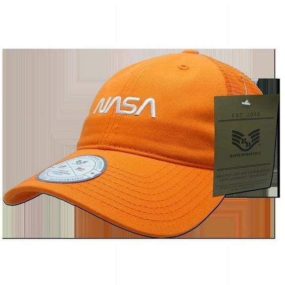 NASA Relaxed Trucker Caps, Worm, Orange