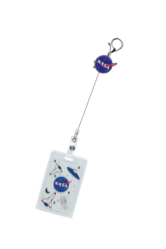 NASA Retractable Badge Reel Lanyard Reel Clear ID Holder Aldrin Family Foundation Space Design