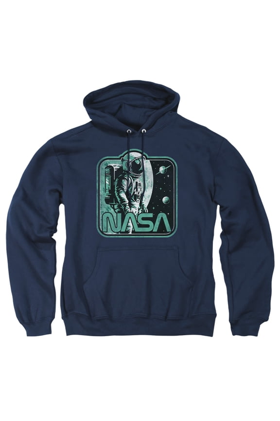 Retro Spaceman Adult Pull-Over Hoodie, Navy, Large