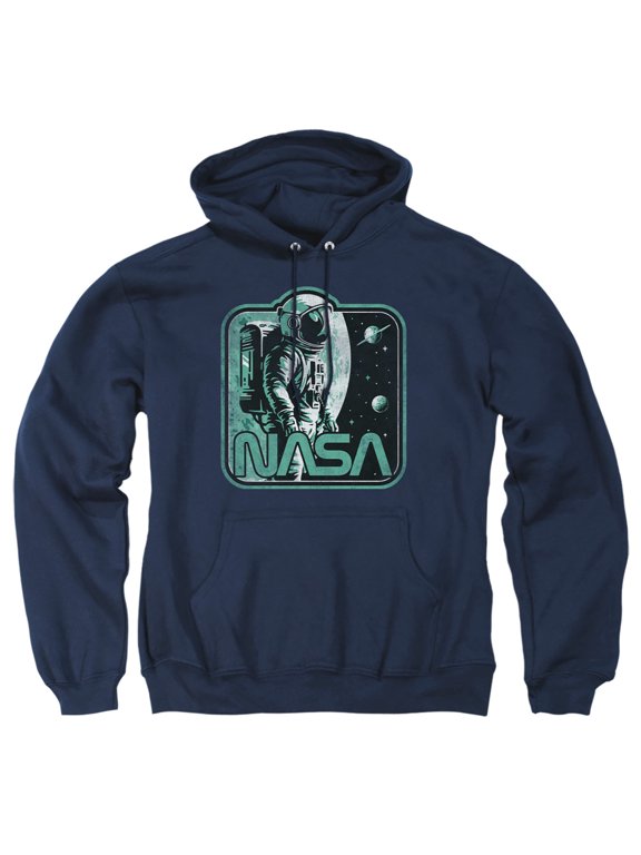 Retro Spaceman Adult Pull-Over Hoodie, Navy, Large