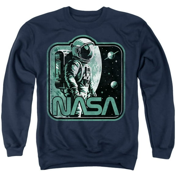 NASA Retro Spaceman Unisex Adult Crewneck Sweatshirt, Navy, X-Large