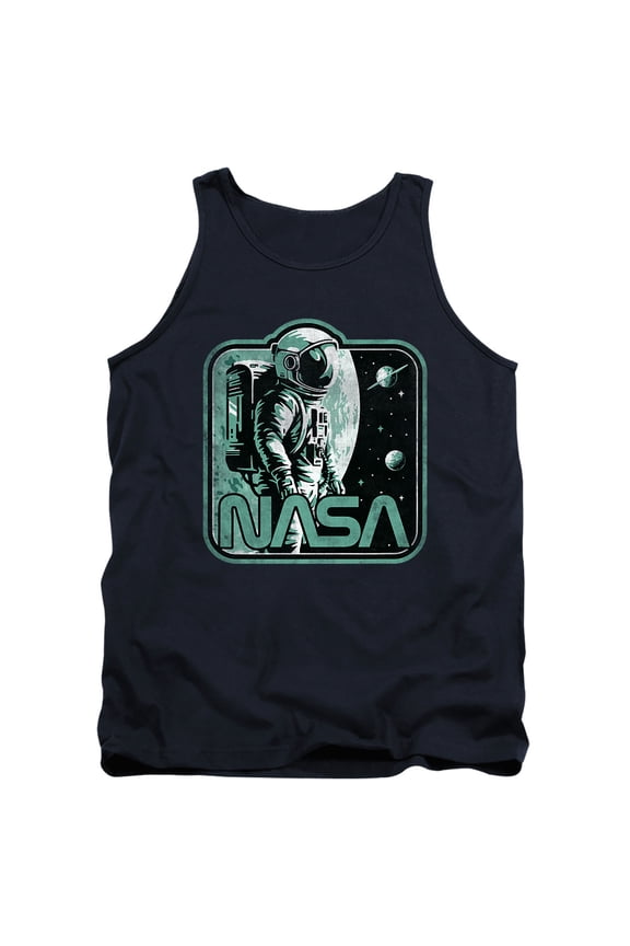 Retro Spaceman Unisex Adult Tank Top, Navy, Medium