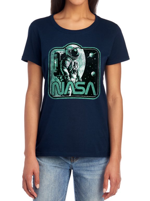 Retro Spaceman Women's T Shirt, Navy, Large