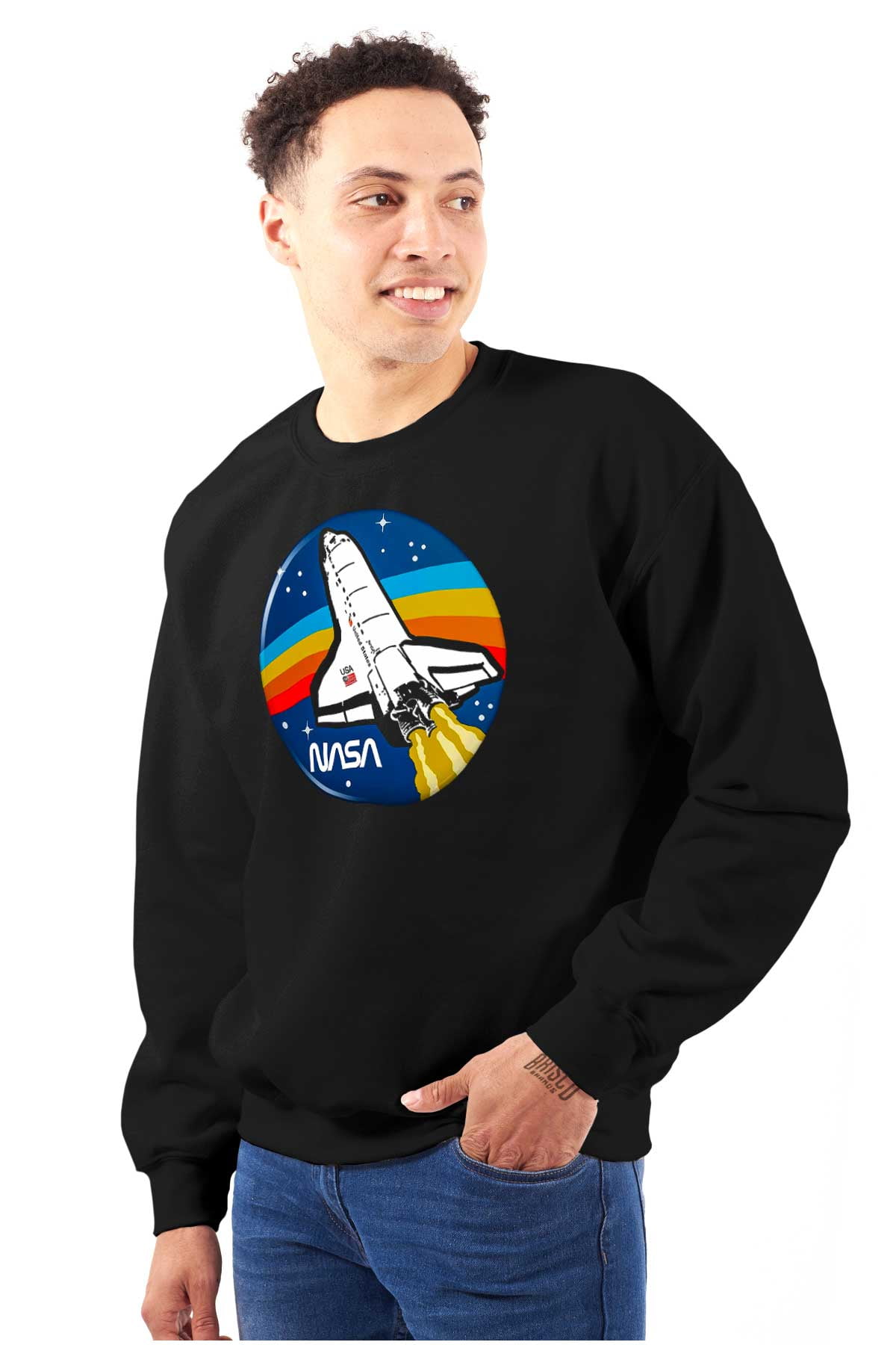 NASA Retro Vintage Space Shuttle Cool Sweatshirt for Men or Women Brisco Brands S Walmart