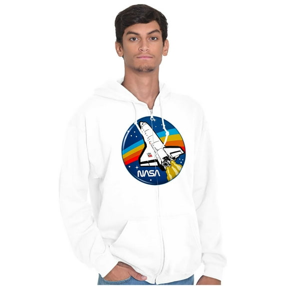 NASA Retro Vintage Space Shuttle Cool Unisex Plus Size Zip Hoodie Brisco Brands 2X