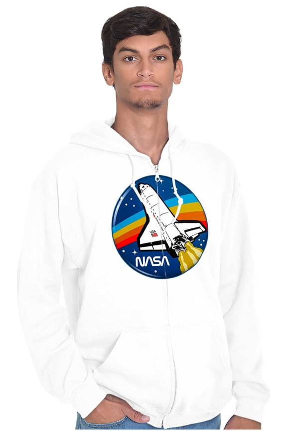 NASA Retro Vintage Space Shuttle Cool Unisex Plus Size Zip Hoodie Brisco Brands 2X