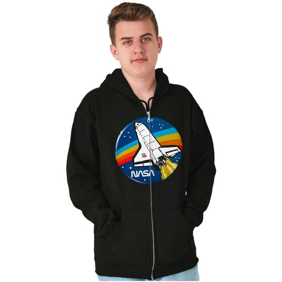 NASA Retro Vintage Space Shuttle Cool Zip Up Hoodie Men's Women's Brisco Brands S