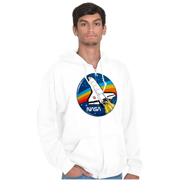 NASA Retro Vintage Space Shuttle Cool Zip Up Hoodie Men's Women's Brisco Brands X