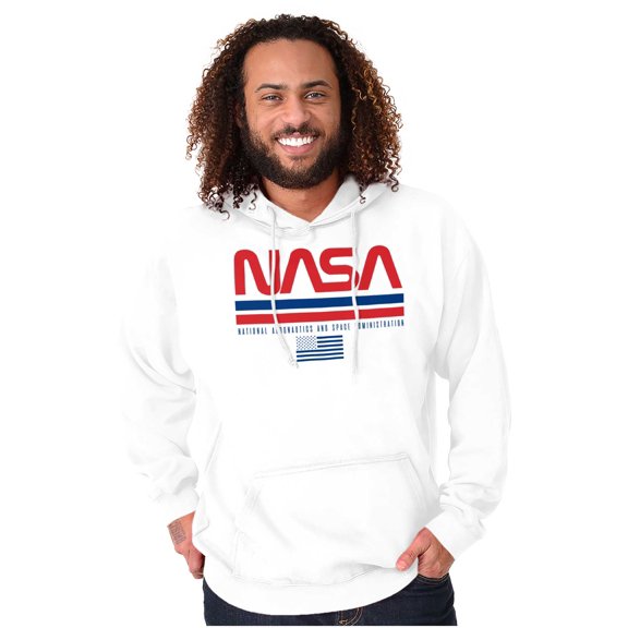 NASA Retro Worm Logo American Flag Hoodie Sweatshirt Women Men Brisco Brands S