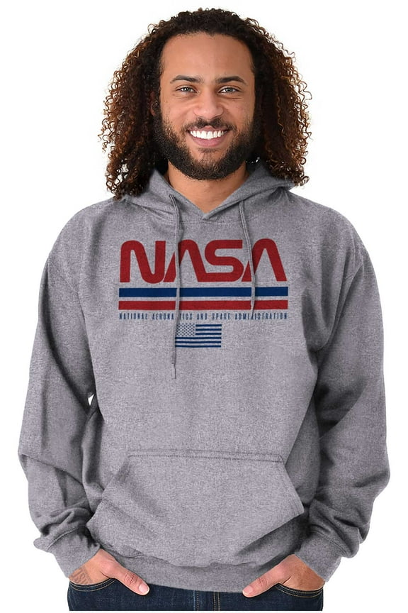 Retro Worm Logo American Flag Hoodie Sweatshirt Women Men Brisco Brands S