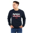 thumbnail image 1 of NASA Retro Worm Logo American Flag Long Sleeve TShirt Men Women Brisco Brands M, 1 of 6