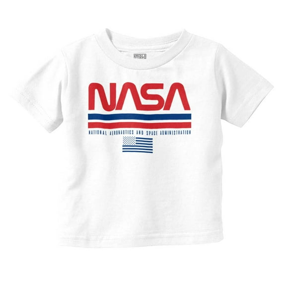 NASA Retro Worm Logo American Flag Toddler Boy Girl T Shirt Infant Toddler Brisco Brands 5T