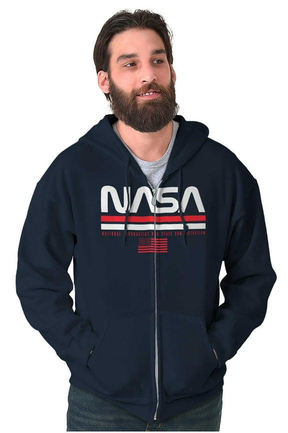 Retro Worm Logo American Flag Unisex Plus Size Zip Hoodie Brisco Brands 5X