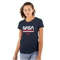 thumbnail image 1 of NASA Retro Worm Logo American Flag Women's T Shirt Ladies Tee Brisco Brands M, 1 of 2